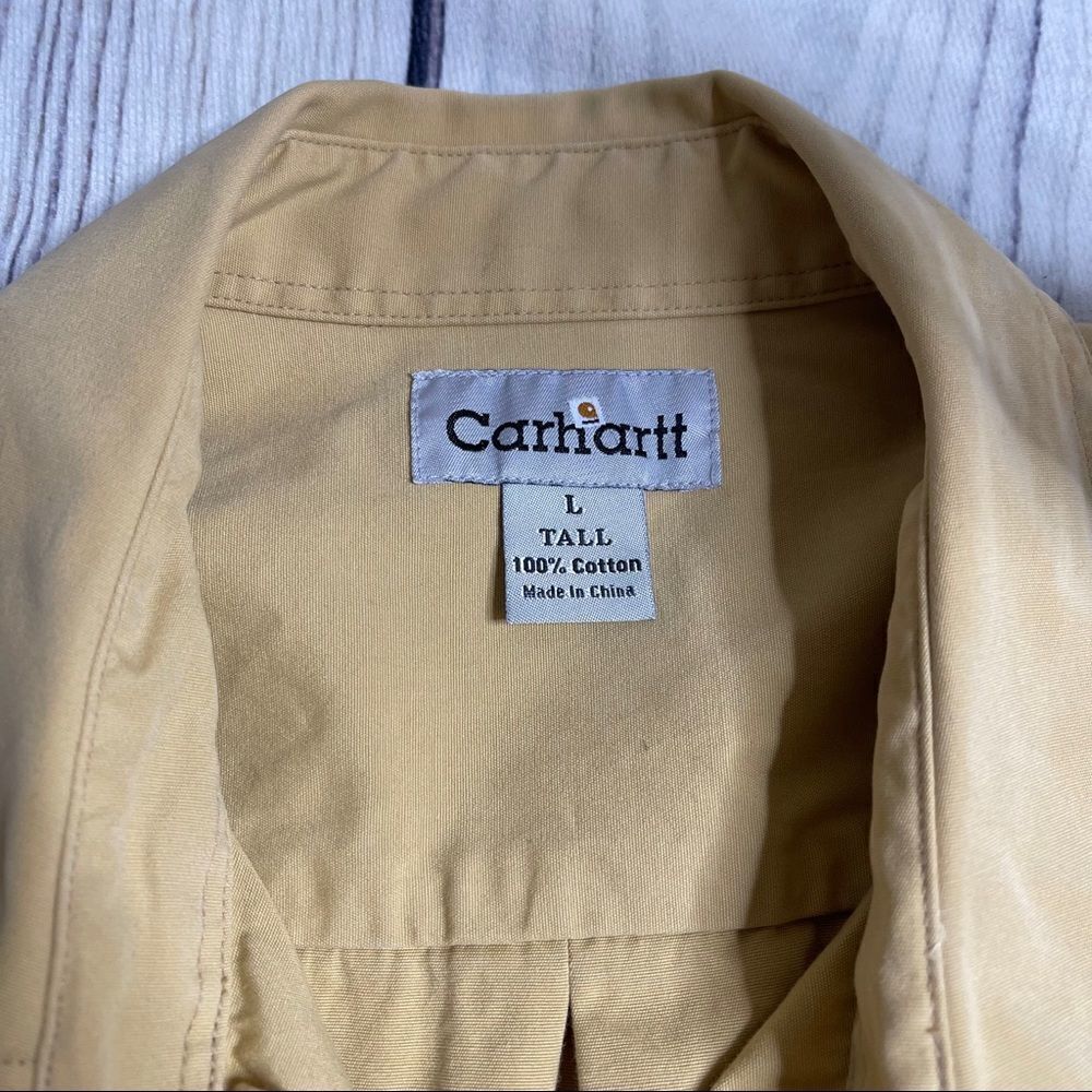 Carhartt Button Down Shirt Short Sleeve 2 Pocket Mens Size Large Tall‎ - Picture 2 of 7